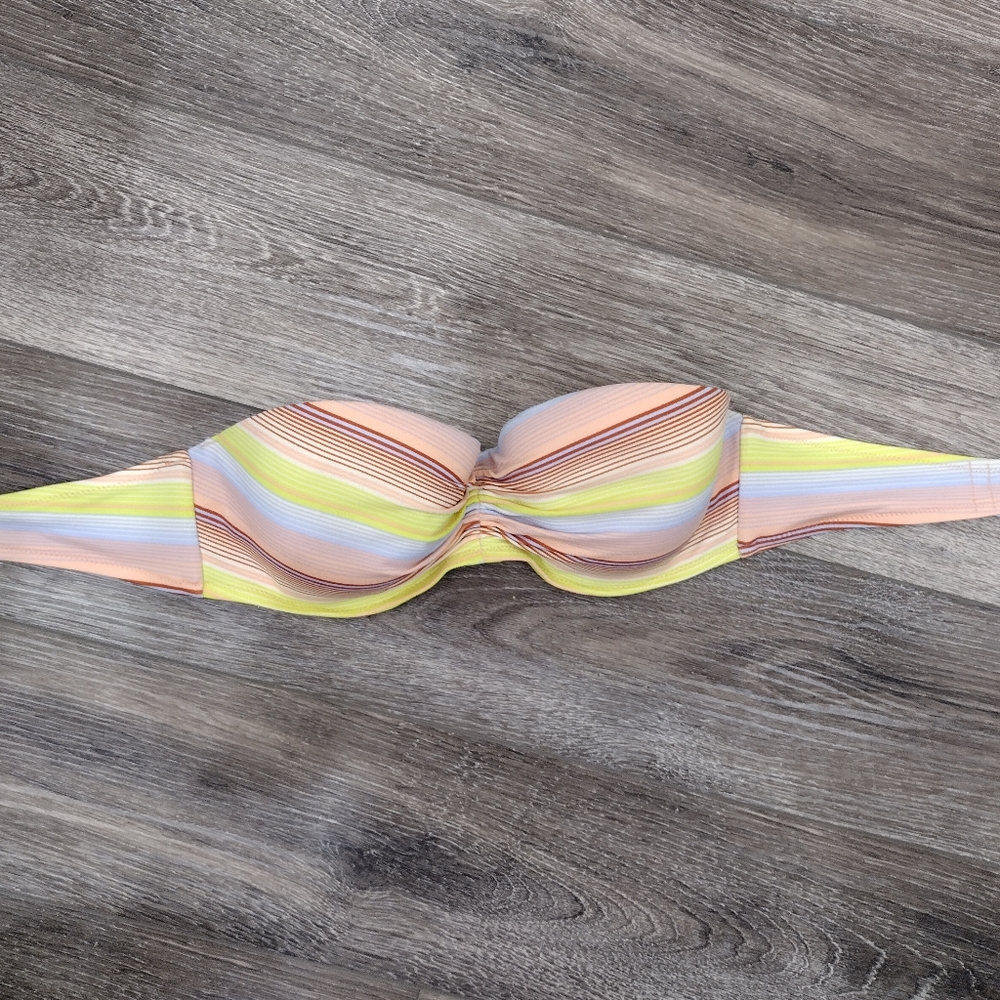 Victoria's Secret Striped Push Up Bandeau Swim Top Size 34D